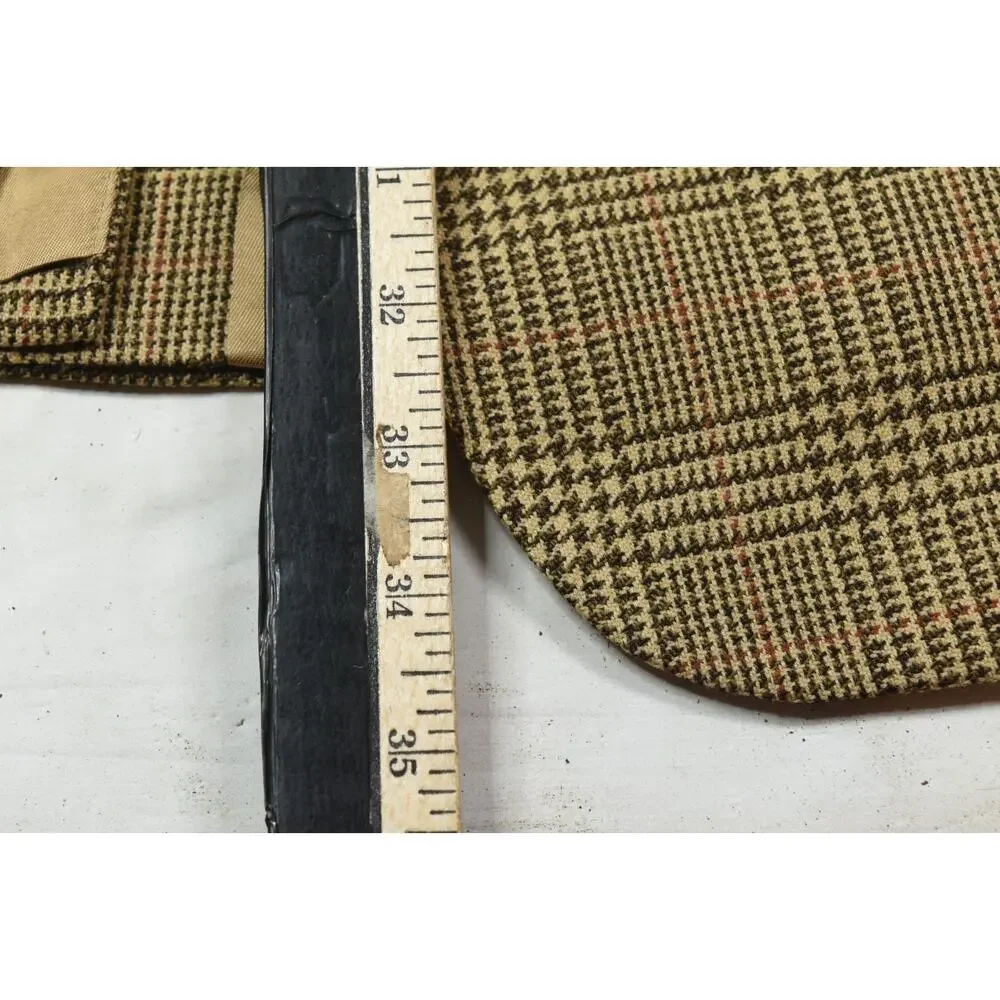 Vintage Brooks Brothers Blazer Mens 43L Beige Plaid Wool Two-Button Classic